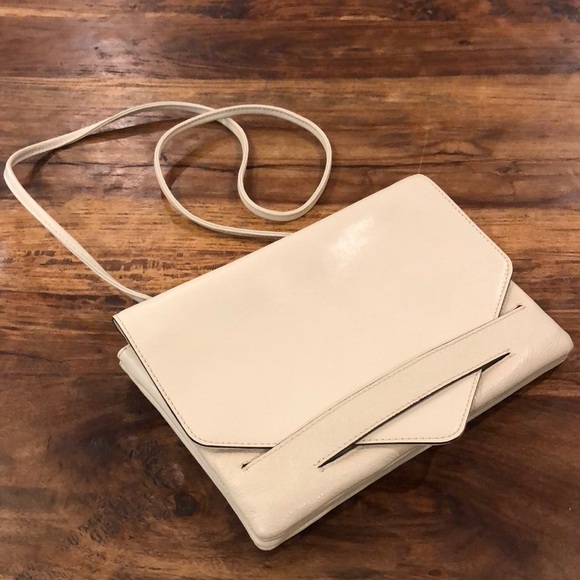 Banana Republic Cream Leather Clutch Crossbody - Picture 1 of 11